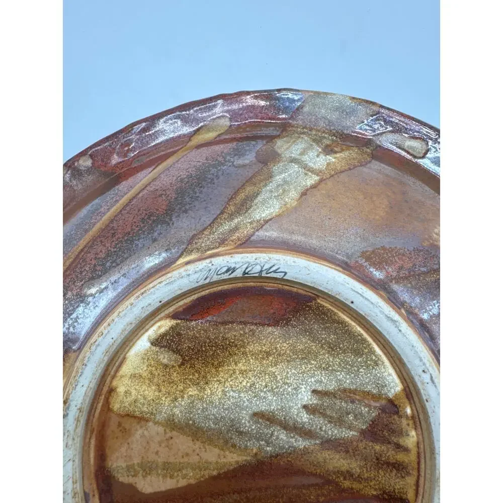 Glazed pottery Plate with a‎ marbled look. 11.5x11.5